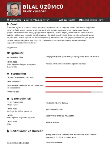 Kuaför Cv Örnekleri cv indir